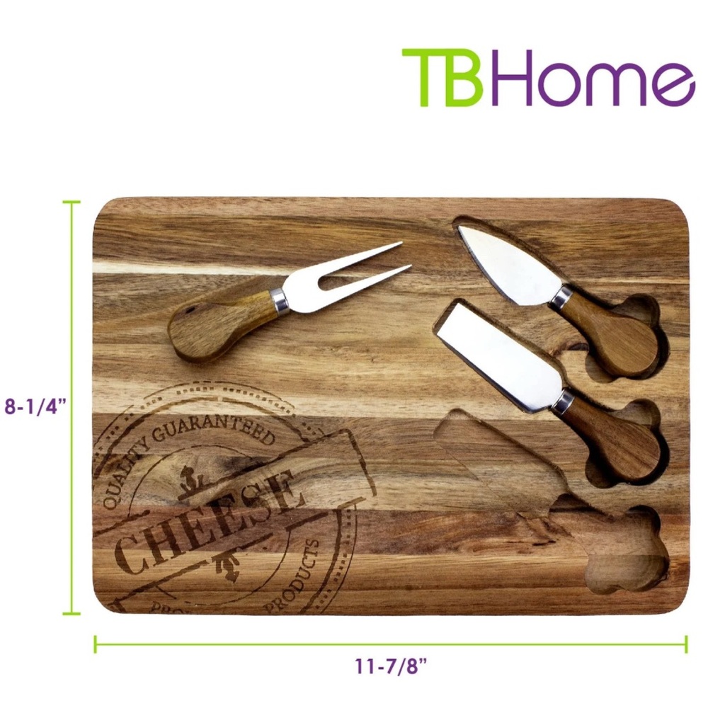 NEW TB Home Acacia Cheese Serving Set